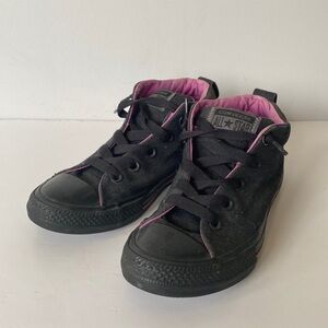 Converse black and pink youth girls size 3